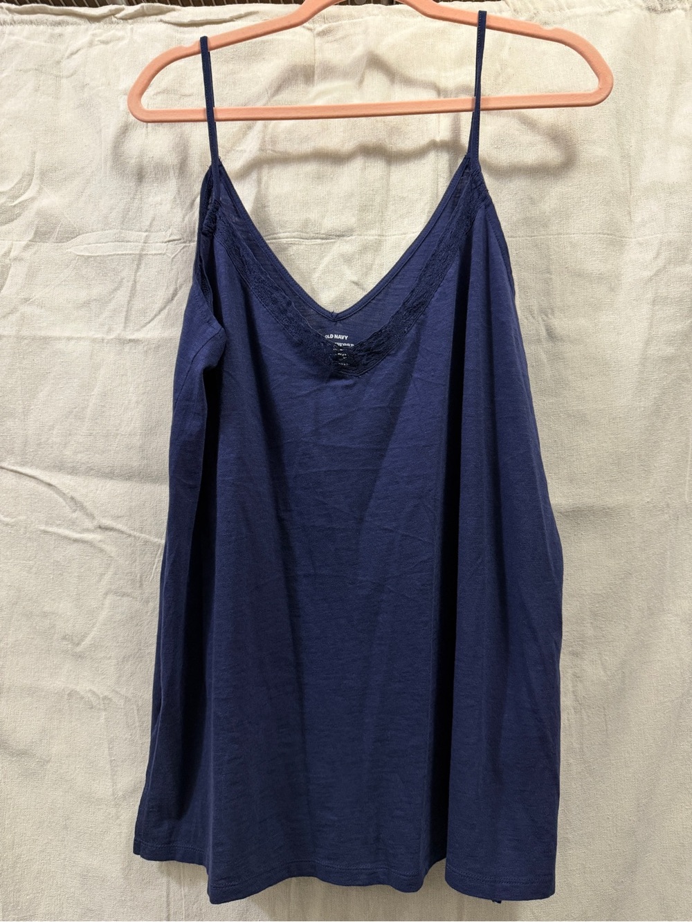 Old Navy Deep Blue V-Neck Lace-Trim Tank
